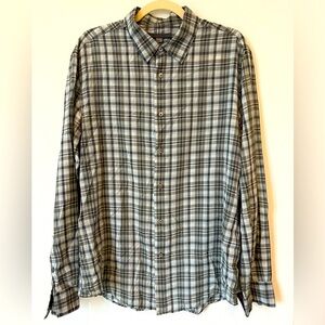 John Varvatos Collection Summer Gray Plaid Button Down Shirt L